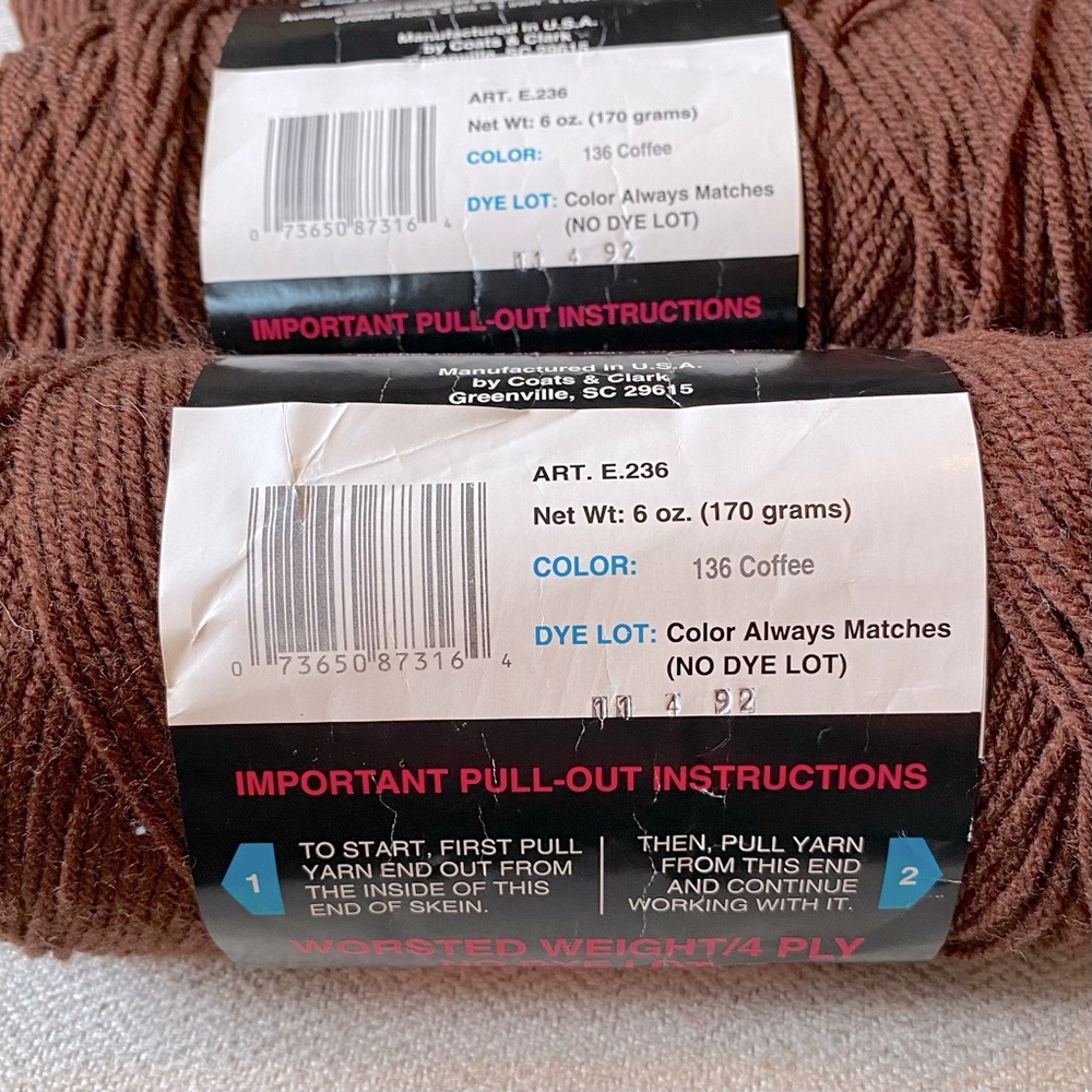 Coats & Clark Promise Yarn set of 3 Coffee color - Picture 5 of 5